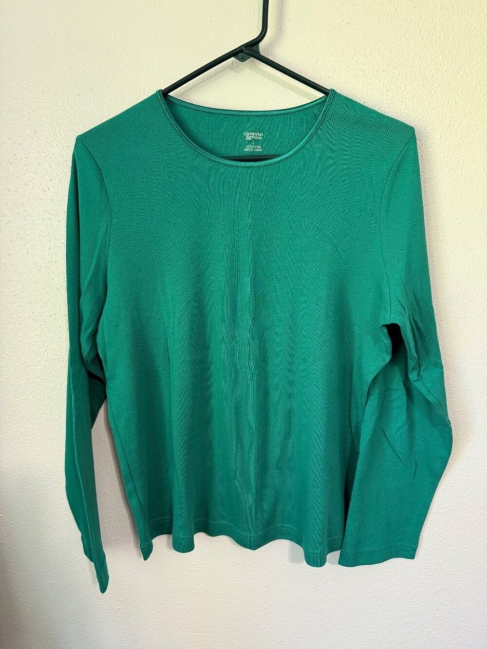 Christopher & Banks Tee Long Sleeve Knit Green Womans L